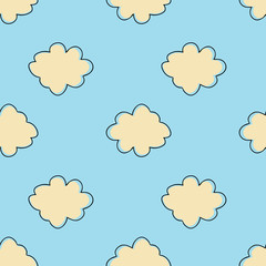 Bright cloud sky seamless pattern. Simple cloudy texture background.