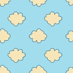 Keuken spatwand met foto Bright cloud sky seamless pattern. Simple cloudy texture background. © smth.design