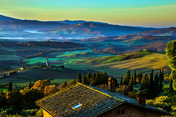 The sky is turning pink over Tuscany