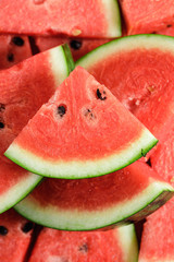 Pieces of fresh Watermelon on white background