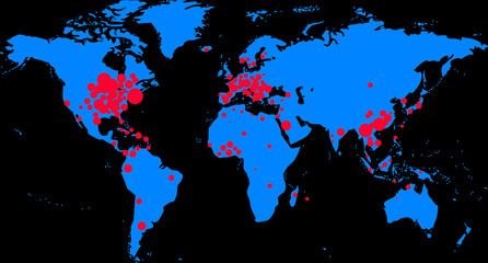 COVID Weltkarte mit Infektionen