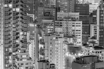 Fototapeta na wymiar high rise residential buildings in Hong Kong city at night