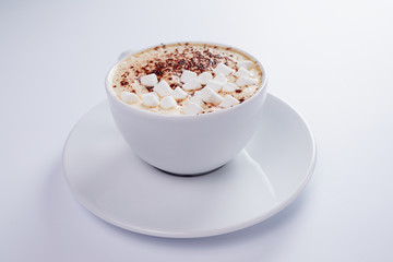 cappuccino with marshmallow and cacao