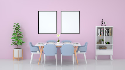 3D rendering simple style indoor dining table