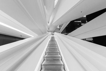 empty futuristic stairway in modern building. Architectural abstract background