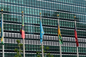 NEW YORK, USA - MAY 25 2018 United Nations building exterior view