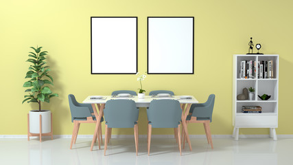 3D rendering simple style indoor dining table