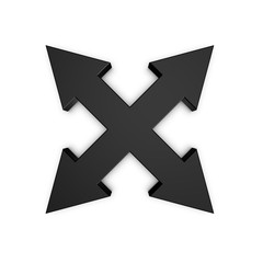 Black Full Screen Arrows - 3D Illustration Front View - Isolated On White Background