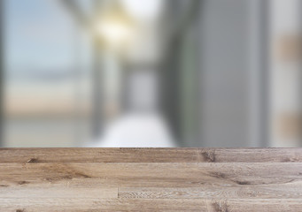 Background with empty wooden table. Flooring