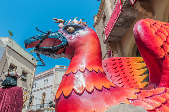 Aliga fantastic figure at Festa Major in Sitges, Spain