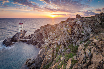 Capo Ferro lighthouse in Sardinia, Italy.