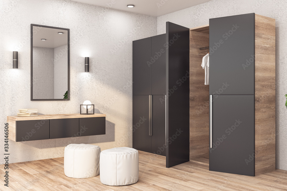 Wall mural modern wardrobe with clothes