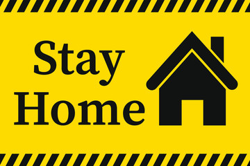 Covid-19 Coronavirus quarantine campaign stay at home with a flat design. Stay at home pictogram. Stop the coronavirus, stay calm and keep the illustration safe.