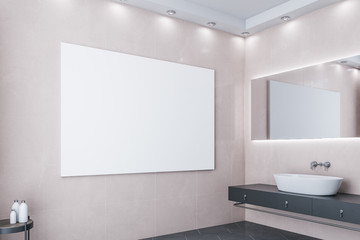 Modern loft bathroom with blank poster