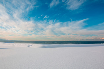 fresh snow and seascape