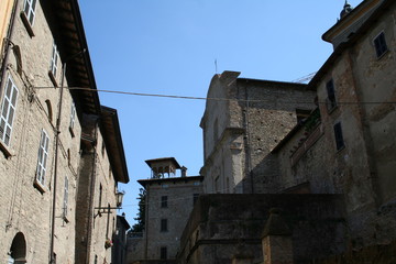 Castell'Arquato, Italy : view of a street in town center