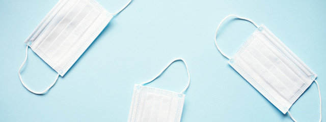 Banner for the site with medical masks on a light blue background.