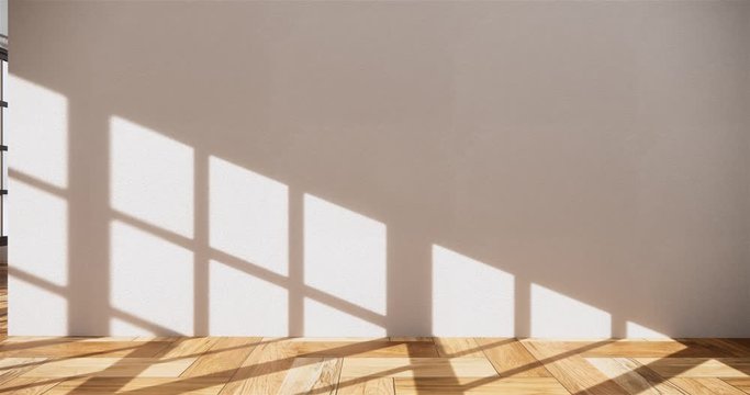 empty room interior with wooden floor on white wall background. 3D rendering