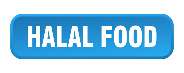 halal food button. halal food square 3d push button