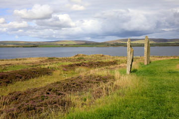 Brodgar - Orkney (Scotland), UK - August 06, 2018: Ring of standing stones at Brodgar, Orkney, Scotland, Highlands, United Kingdom