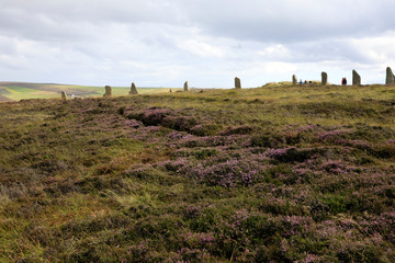Brodgar - Orkney (Scotland), UK - August 06, 2018: Ring of standing stones at Brodgar, Orkney,...