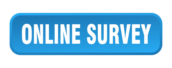 online survey button. online survey square 3d push button