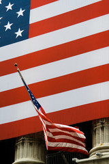 American flag detail on the New York Stock Exchange