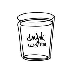 One line art glass of water vector illustration/ Drink water