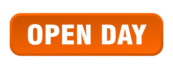 open day button. open day square 3d push button