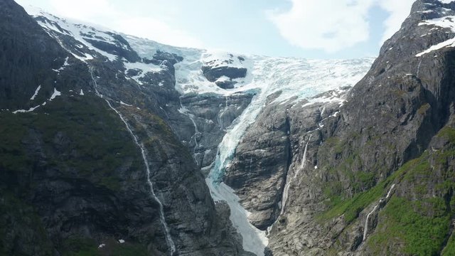 Aerial view of Briksdalsbreen glacier in Norway