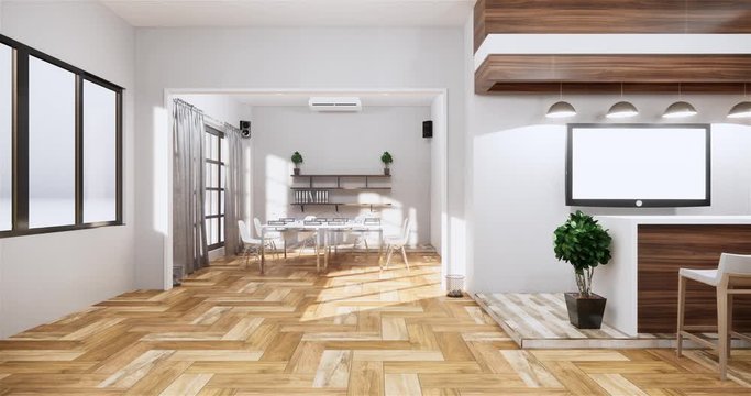 Mock up scene office Desk standing in office. 3d rendering