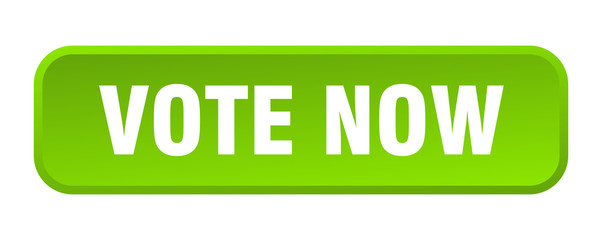 vote now button. vote now square 3d push button