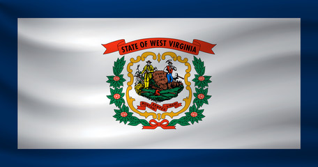 Waving flag of West Virginia. Vector illustration
