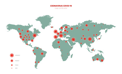 Fototapeta na wymiar Coronavirus world map constructor. Covid 19 global infographic. Isolated viral poster
