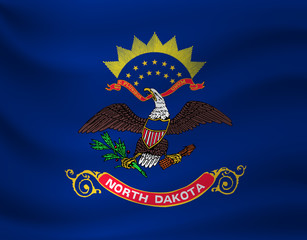 Waving flag of North Dakota. Vector illustration