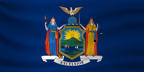 Waving flag of New York. Vector illustration