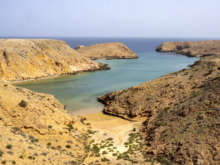 Fototapeta na wymiar Beautiful rugged northeast coast of Indian Ocean. Oman