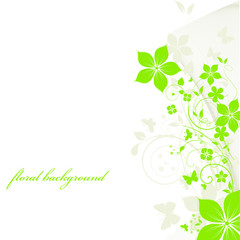 background with green leaves and flowers