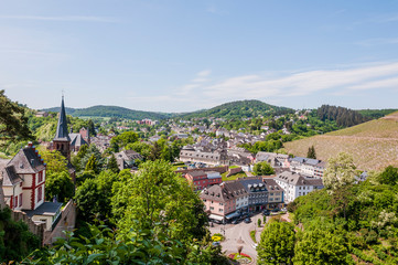 Saarburg, Burg, Ruine, Evangelische Kirche, Stadt, Altstadt, Altstadthäuser, Saar, Fluss,...