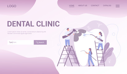 Dental clinic web banner or landing page. Dentistry concept.