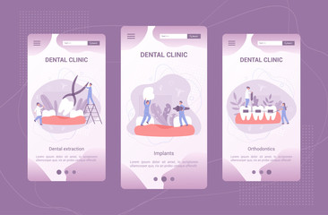 Dental clinic mobile application banner set. Dentistry concept.