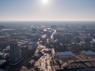 Aerial drone photo of Manchester cityscape 