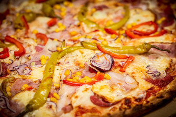 pizza, salami, ciasto, gorąca