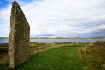 Brodgar - Orkney (Scotland), UK - August 06, 2018: Ring of standing stones at Brodgar, Orkney,...