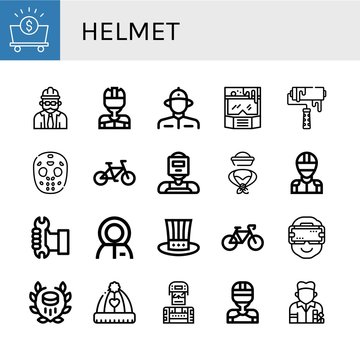 helmet simple icons set
