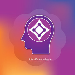 Scientific knowledge icon concept with human head