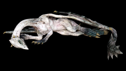 3D Rendering Fairy Tale Dragon on Black