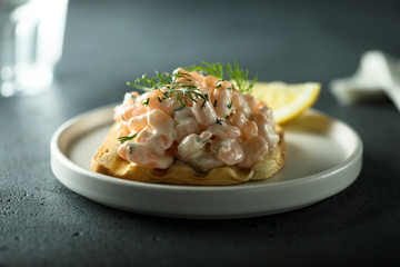 Traditional Swedish shrimp sandwich