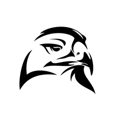 eagle or hawk head outline - black and white vector bird portrait