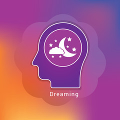 Dreaming icon concept with human head